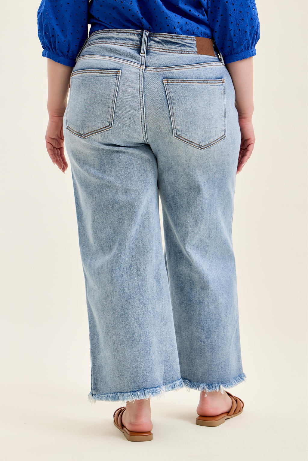 Judy Blue Mary Mid Rise Ankle Wide Leg + Hollywood WB + Fray Hem