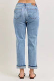 Judy Blue Elaine Mid Rise Boyfriend with Distress & Cuff